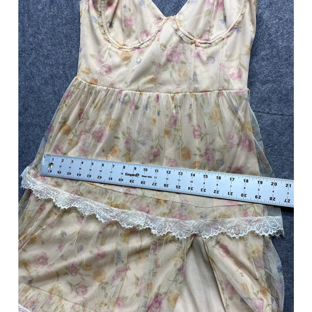 Lulus Dress Womens Small Cream Floral Lace Tiered Midi Ruffle Romantic Fairy - Picture 11 of 16